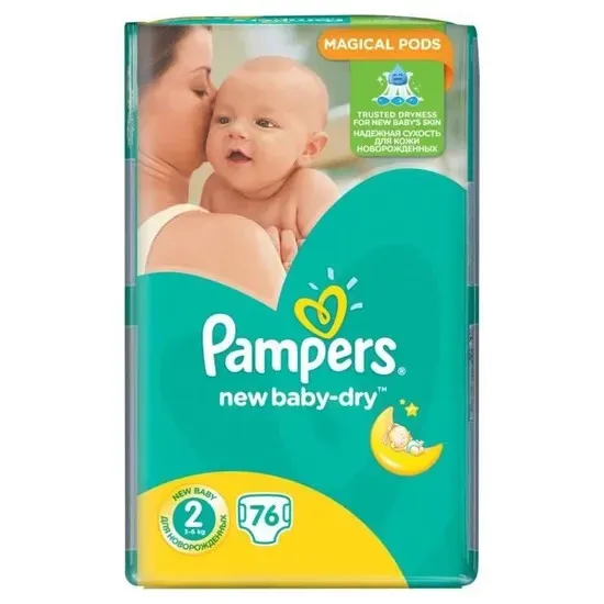 76 PAMPERS couches New Baby-Dry Taille 2 - 3 à 6 kg