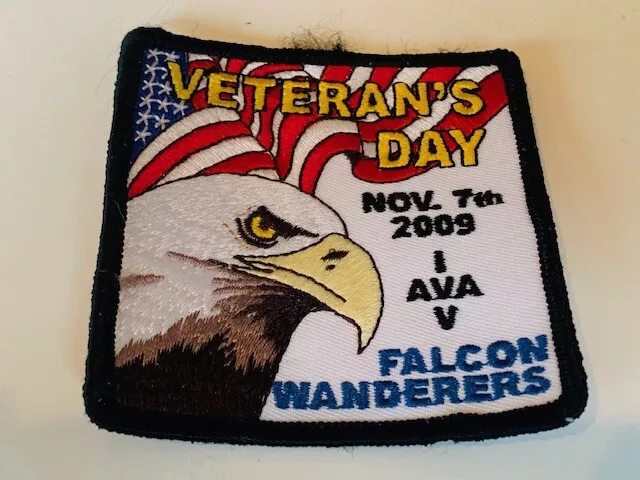 Advertising Patch Logo Emblem Sew vtg patches 2009 Veterans Day Falcon Wanderers