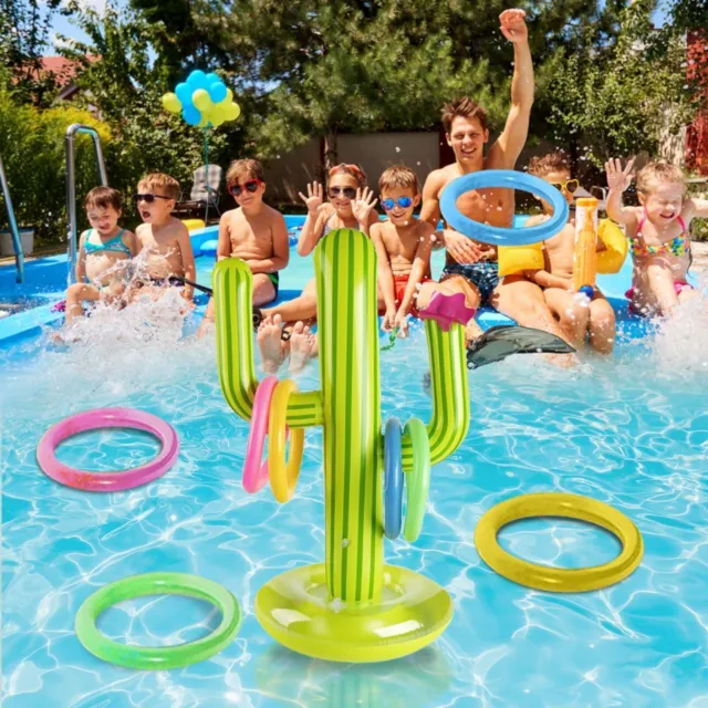 Inflatable Cactus Ring Toss Floating Swimming Game Beach Cross Ring Water Toys