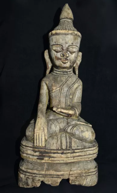 Antique Shan / Burmese Seated Wood Buddha Figure from Myanmar / Thailand