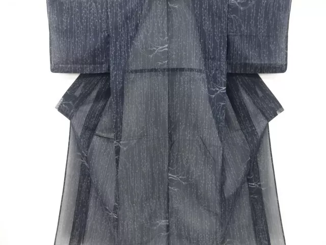 6394389: Japanese Kimono / Antique Summer Kimono / Tokamachi Tsumugi / Woven Wee