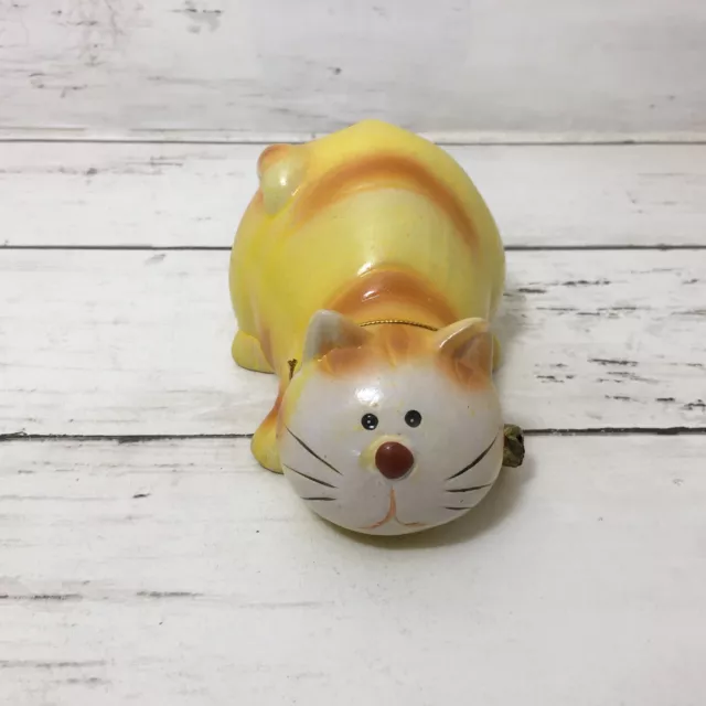 Lying Tabby Cat Figurine Pottery