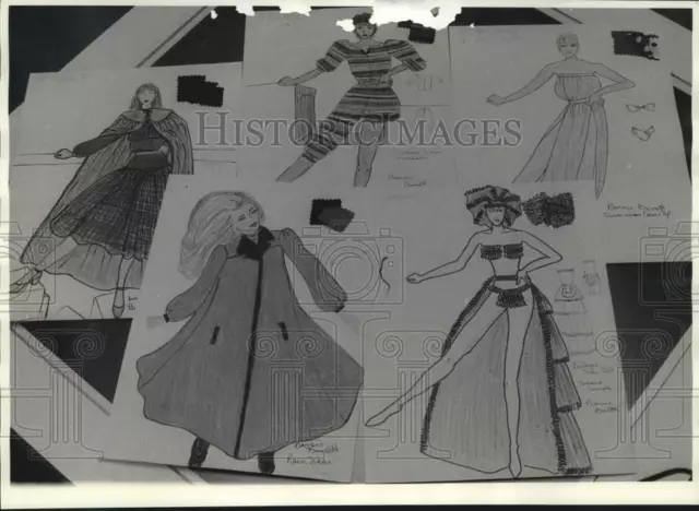 Press Photo Fashion Sketches by Designer Madame Fernand Taswell - sya11473