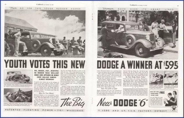 Vintage 1933 DODGE Six Floating Power Automobile Motor Car Ephemera Print Ad