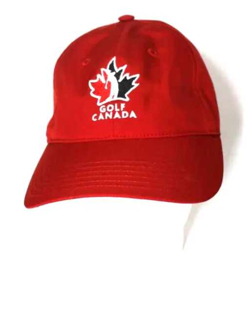 ADIDAS GOLF CANADA Red Baseball Hat Adjustable Back Hook & Loop Logo Front