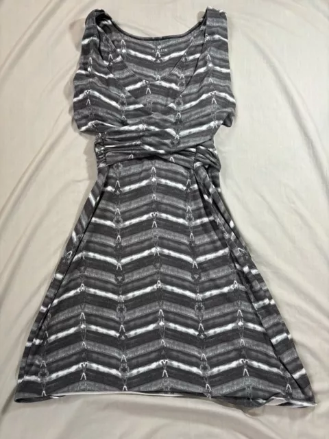 Athleta Adriana Striped Criss Cross Dress Athleisure Gray Stretch Women Sz M