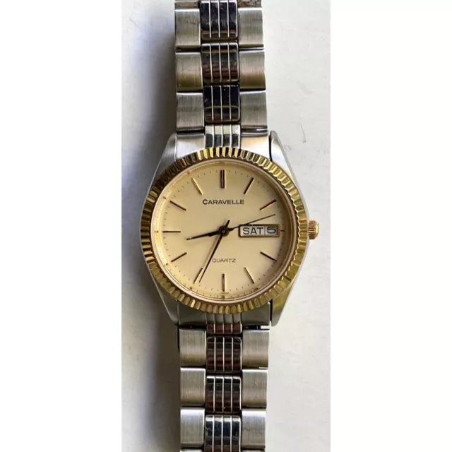 VINTAGE BULOVA CARAVELLE Men's automatic watch with day and date $85.00 ...