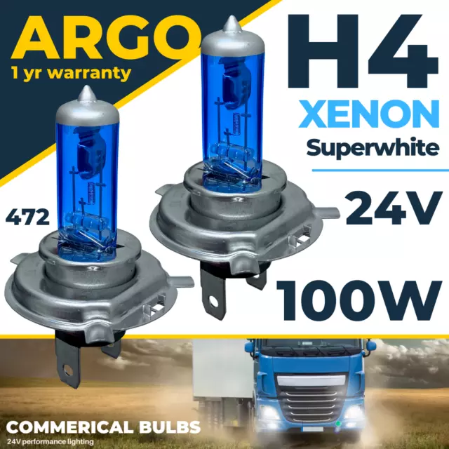 H4 24v Faro Xenon Bombillas Blanco 100w Hid Halógeno 472 Niebla Luz Alta Low Haz