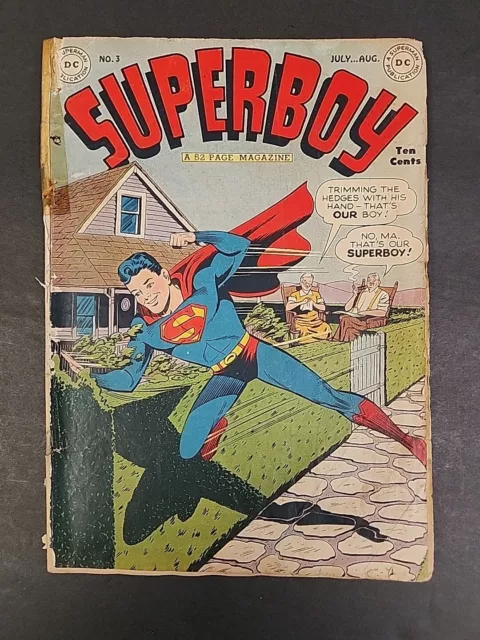 Superboy 3 (1949) Golden Age Comic Book DC Comics 100% Original Poor Condition