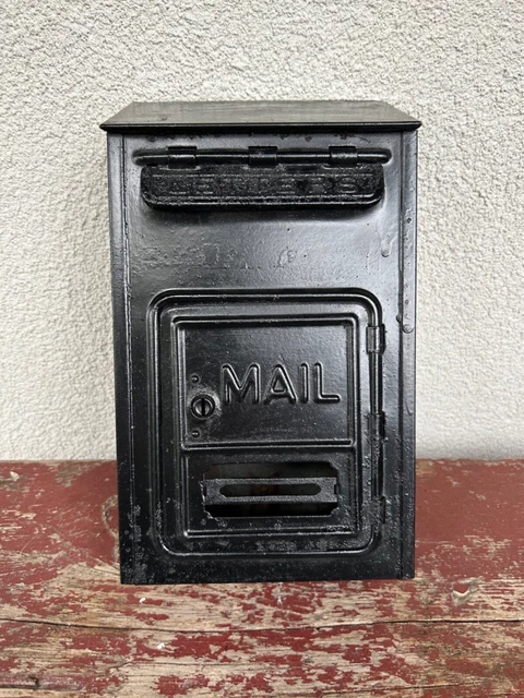 Vintage Antique Metal Wall Mounted Locking Mailbox  No Key