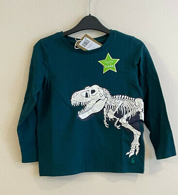 NUOVI Joules con Dinosauro Glow in Scuro T-shirt girocollo, verde, età 5, prezzo consigliato £ 18.95