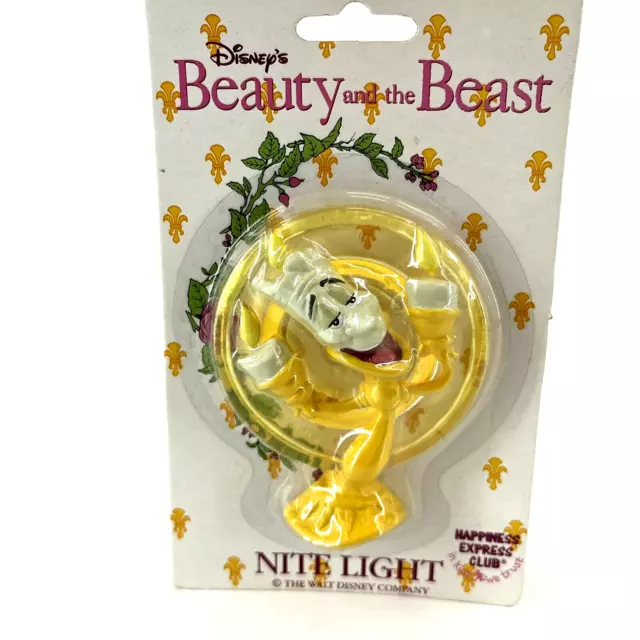 Vintage Disney Beauty And The Beast Night Nite Light LUMIERE NEW In Package NOS