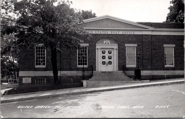 United States Post Office, CRYSTAL SPRINGS, Michigan Real Photo Postcard