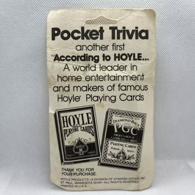 1984 Hoyle Pocket Movie Trivia Game Series 1 Cards Brand New SEALED 3