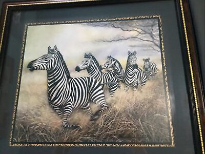 Vintage Hard to Find Homco Home Interior Zebras In Field, VERY NICE, USED