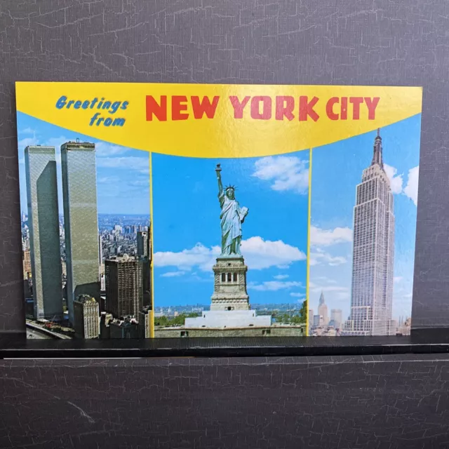 Greetings from NEW YORK CITY Vintage Large Letter Chrome Postcard