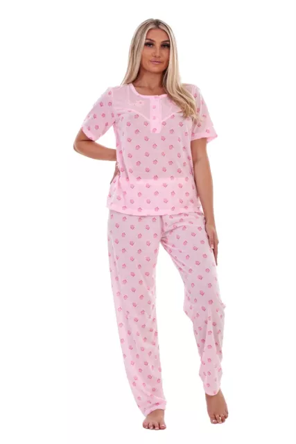 Set Pigiama Donna Stampa Floreale Bottoni Manica Corta Più Costumi da M a 6XL 3