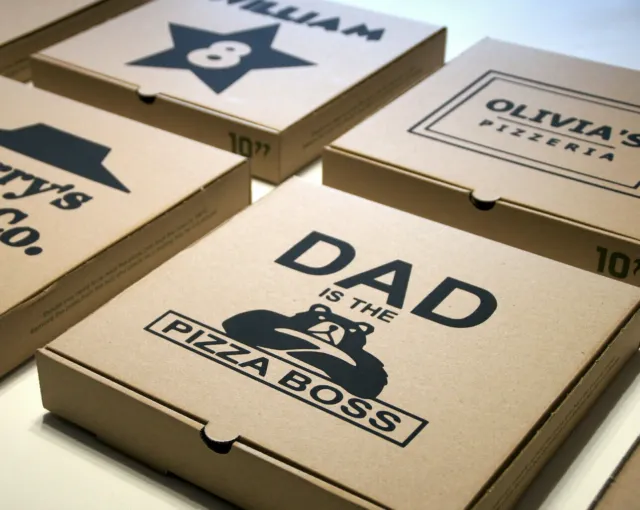 PERSONALISED PIZZA BOXES Custom Printed your logo name Boxes Birthday Gift 10 12