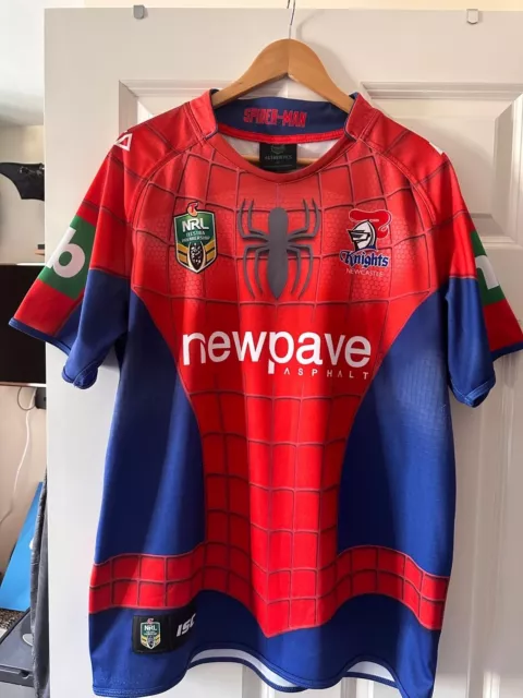 Newcastle Knights Spiderman Nrl Rugby League Shirt XL
