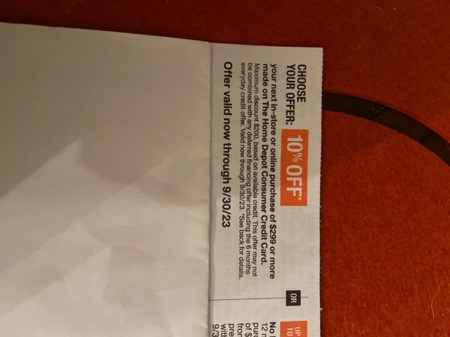 HOME DEPOT 10% off coupon | In Store or Online | Requires HD CC | Expires 9/30