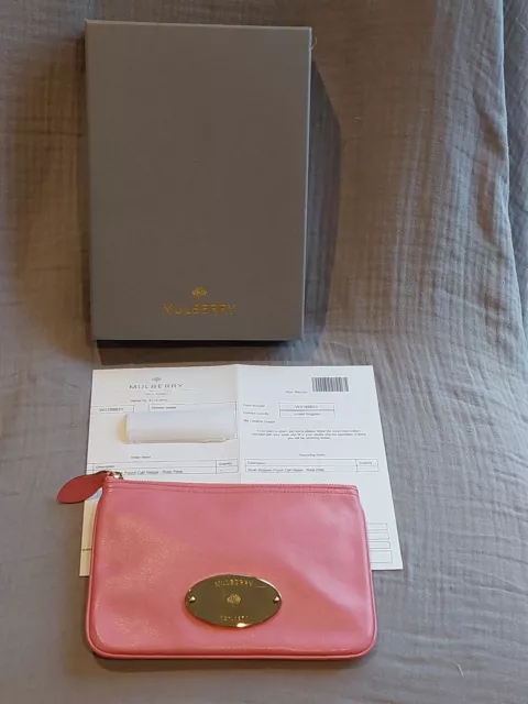 MULBERRY Authentic Rose Petal Pink Leather Pouch Gold Hardware. New In Box. £275