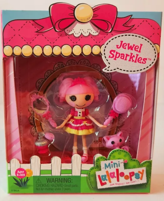 LALALOOPSY MINI Jewel Sparkles 3” Doll & Pet Persian Cat w/ Accessories NEW