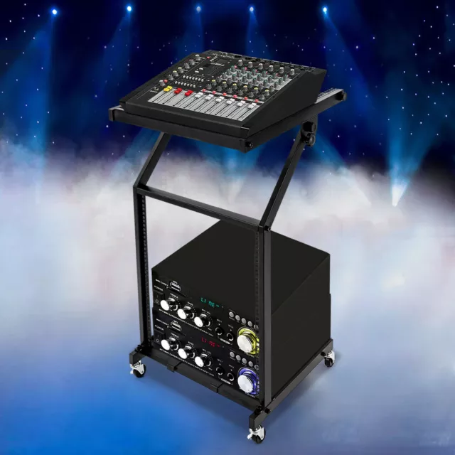 9U/12U/16U Rack Mount Mixer Case Stand Studio Equipment Cart DJ Rolling Cart