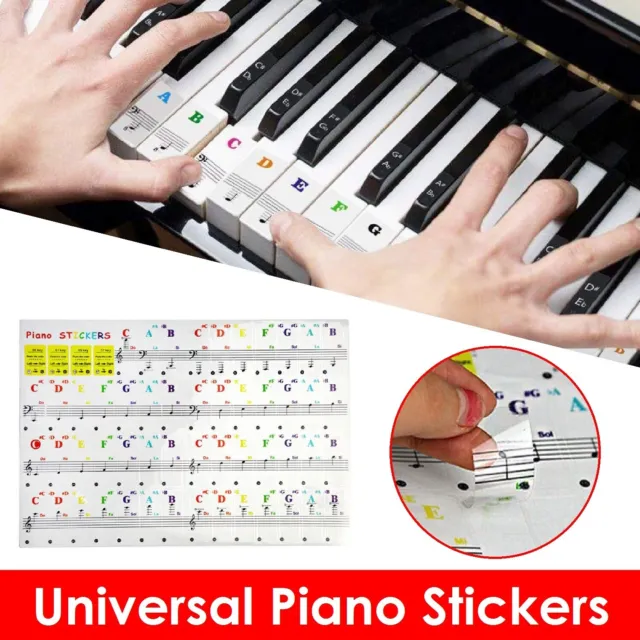 Universal Piano Learner Music Keyboard Sticker 37/49/61/88 Key Note Removable