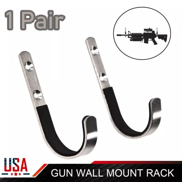 Gun Rack Shotgun Hooks Rifle Hangers Archery Bow Felt Lined Wall Mount Storage