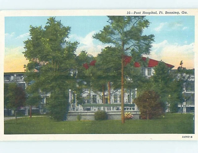 Unused Linen ARMY POST HOSPITAL Fort Benning - Columbus Georgia GA d5554@
