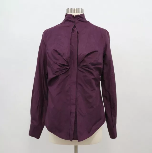 Brioni Silk Blouse Top Shirt Womens US6 IT42 Burgundy Purple Draped Fitted