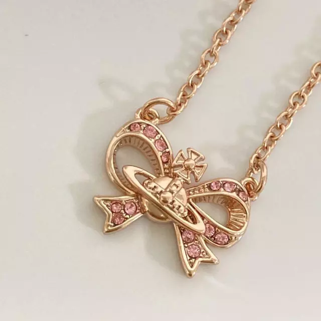 Vivienne Westwood ARIELLA Necklace Heart Silver Pink w/drawstring [E0140