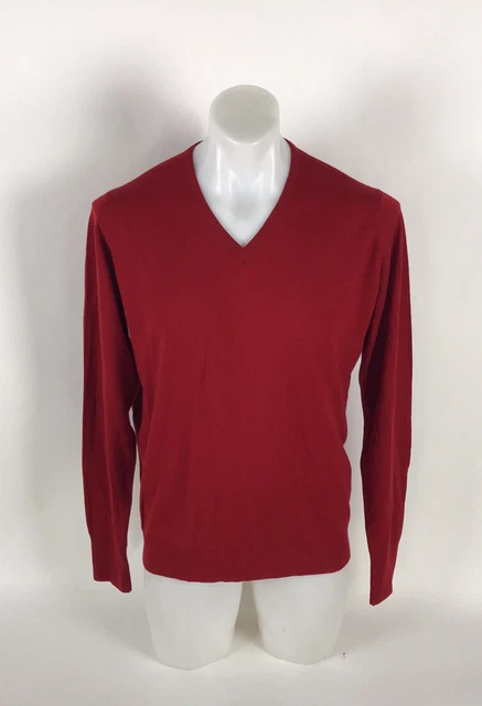 JOHN SMEDLEY - Black Wool Mens V Neck Size L $34.99 - PicClick