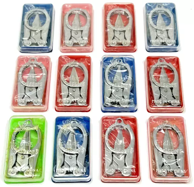12-Pack Small Folding Scissors 3.5" Mini Foldable Pocket Cutter Travel Crafts