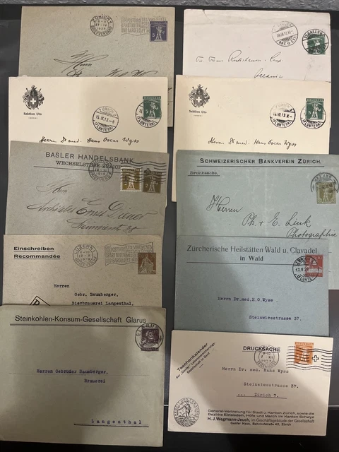 Schweiz Ganzsachen Briefe Lot - Diverse Frankaturen & Stempel - 10 Stück - A29