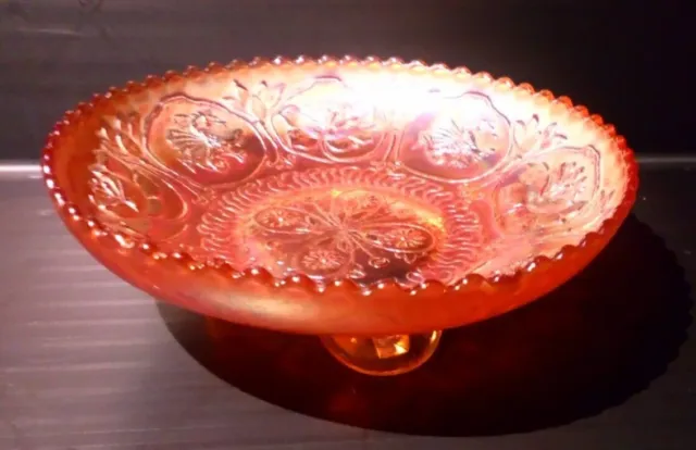Lotus Carnival Fenton Dragon Glass Bowl Marigold Ruffled Antique Vintage Aqua