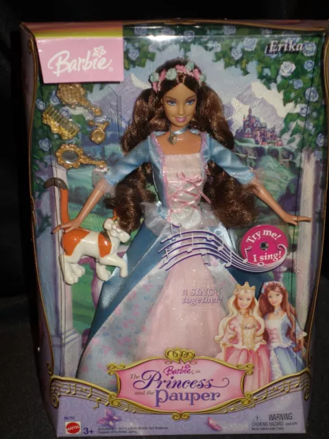 RARE NRFB 2004 Barbie Princess and the Pauper singing Erika Doll  with Cat