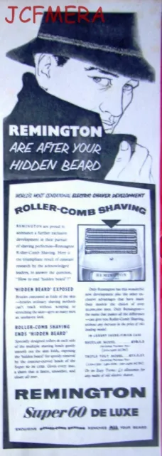 REMINGTON 'Super60 deLuxe' Electric Razor Shaving ADVERT: Original 1957 Print AD
