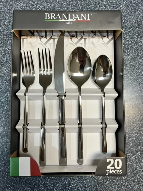 Brandani Step Made in Italy 20 Piece Stainless Steel Flatware Set NEW In Box