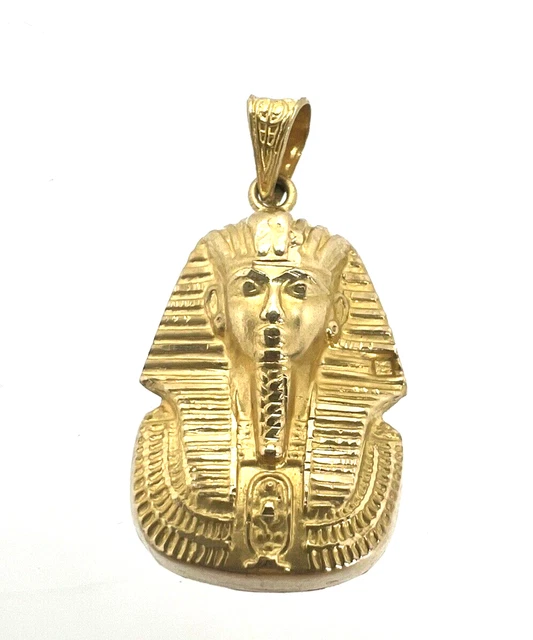 SOLID 14K YELLOW Gold King Tut Pharaoh Egyptian Pendant 409.73