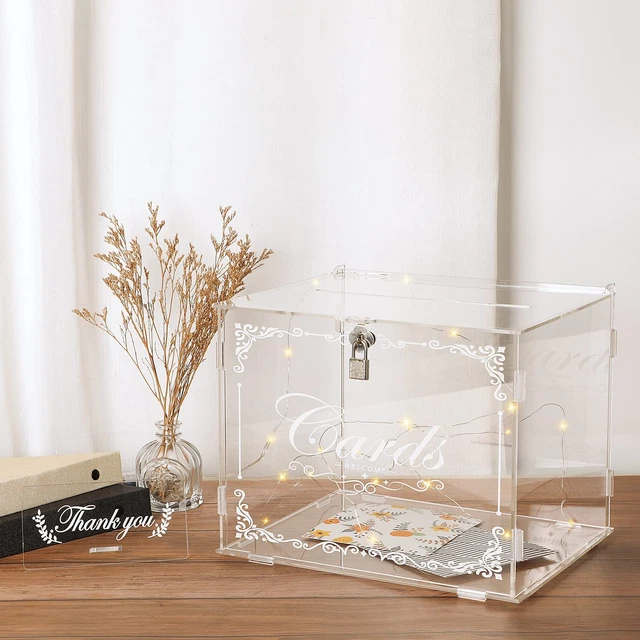 Benjia Acrylic Wedding Card Box Money Post Gift Box Holder, Clear Card Box Large