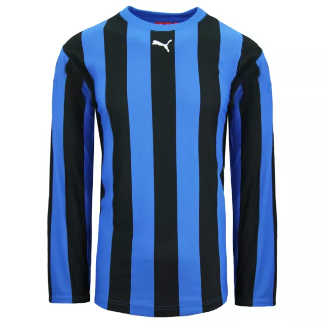 Puma V5.06 Long Sleeve Striped Shirt Blue Black Mens Football Top 700290 02