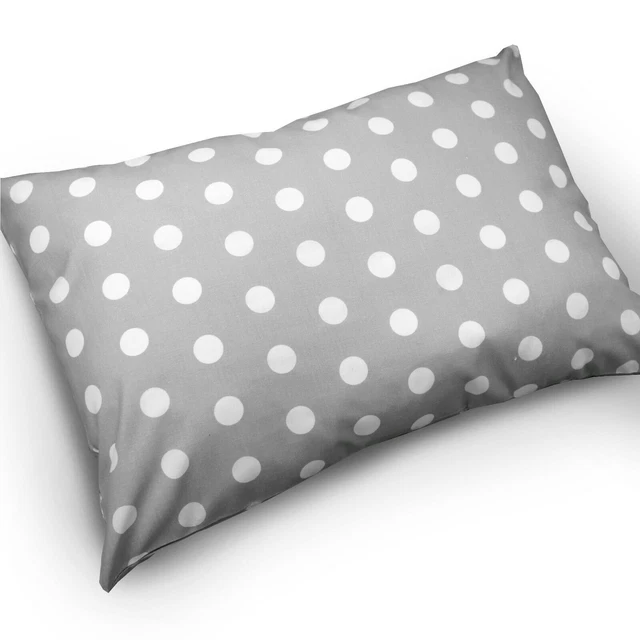 Funda Almohada Bebé Con Cierre Cremallera 60x40cm Algodón ANTIALÉRGICO Puntos Gris