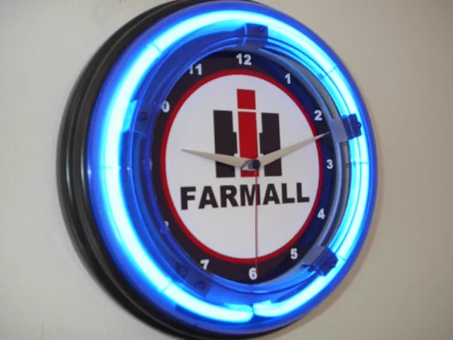 IH Farmall Farm Tractor Barn Garage Dealer Man Cave Neon Wall Clock Sign