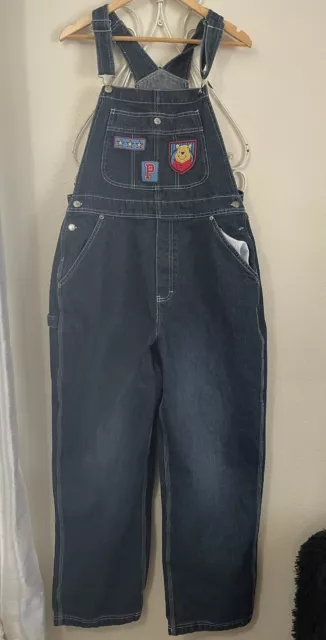 VTG Winnie The Pooh Overalls Womens large Denim Blue Embroidered Disney Cotton VTG Winnie The Pooh Overalls Womens large Denim Blue Embroidered Disney Cotton