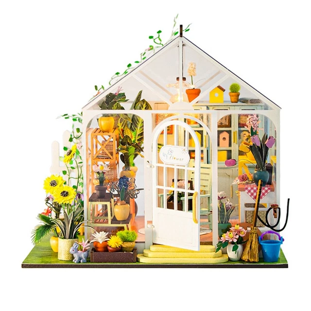 DIY GARDEN HOUSE Book Nook Shelf Insert Miniature Building Kits Wooden ...