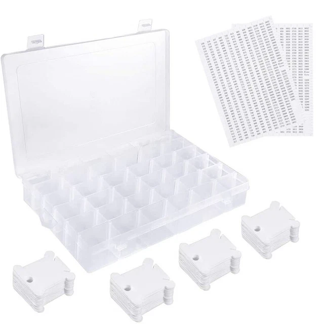 36 rejillas caja organizadora de hilo dental bordado de plástico y 50 bobinas de hilo dental y 2 piezas para H3Y3