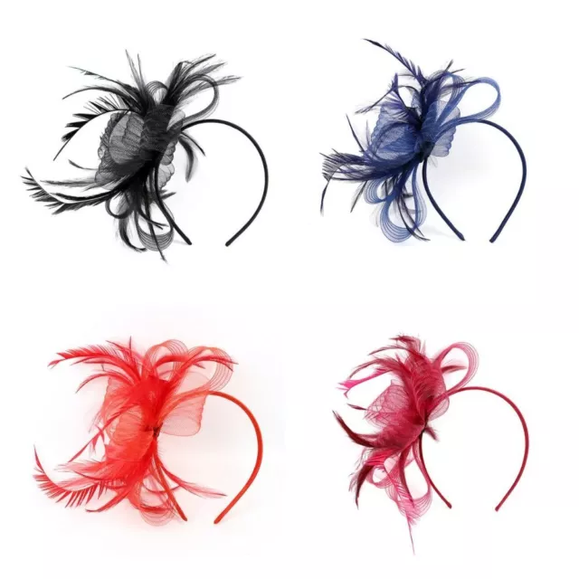 Hat Decor Cocktail Large Floral Women Feather Fascinator Headband Hair Clip