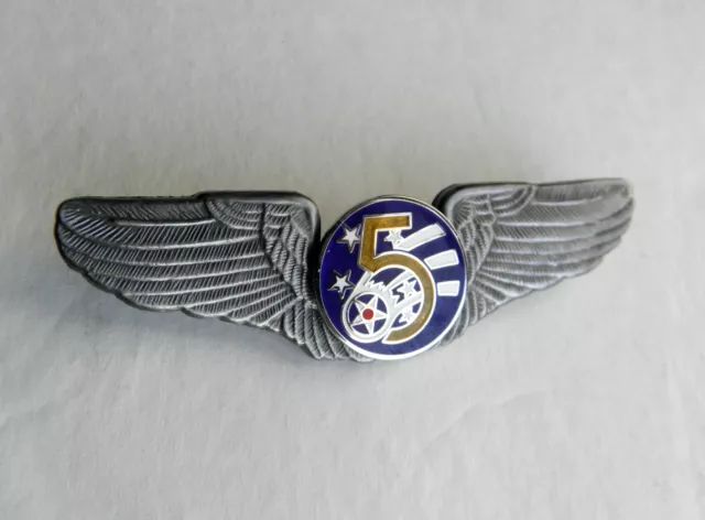 Fifth 5th Air Force Corps Wings USAF Breast Badge 3 inches Lapel Pin USA US