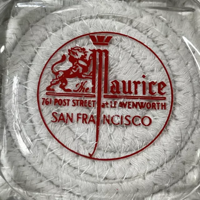 Vintage Glass Ashtray Trinket Dish Maurice Hotel San Francisco California 1950s 2